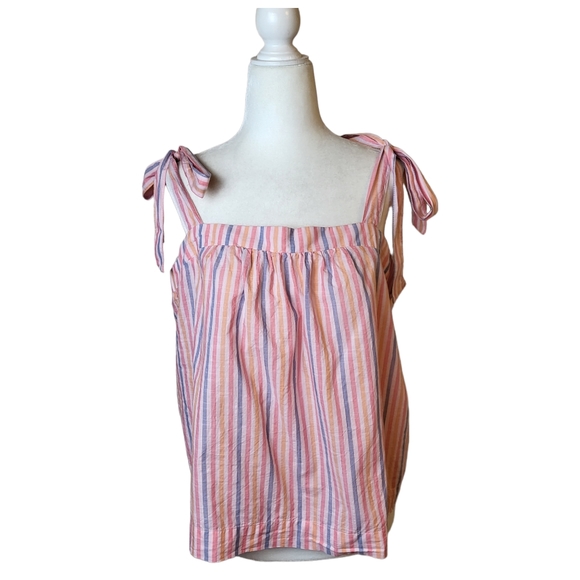 Gap Cotton Pastel Stripe Tie Strap Tank Top - Picture 1 of 6